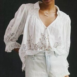Anthropologie Victorian White Lace Blouse- small, great condition